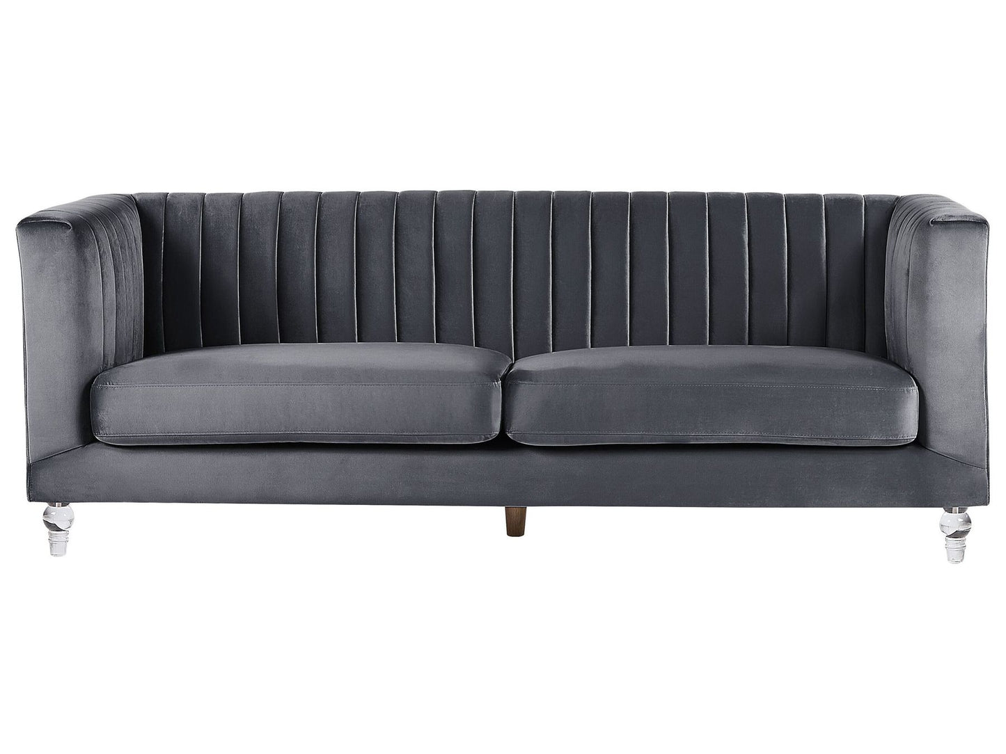 3 Seater Velvet Fabric Sofa Grey ARVIKA