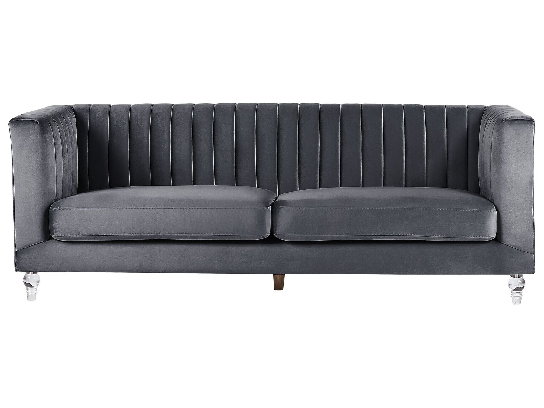 3 Seater Velvet Fabric Sofa Grey ARVIKA