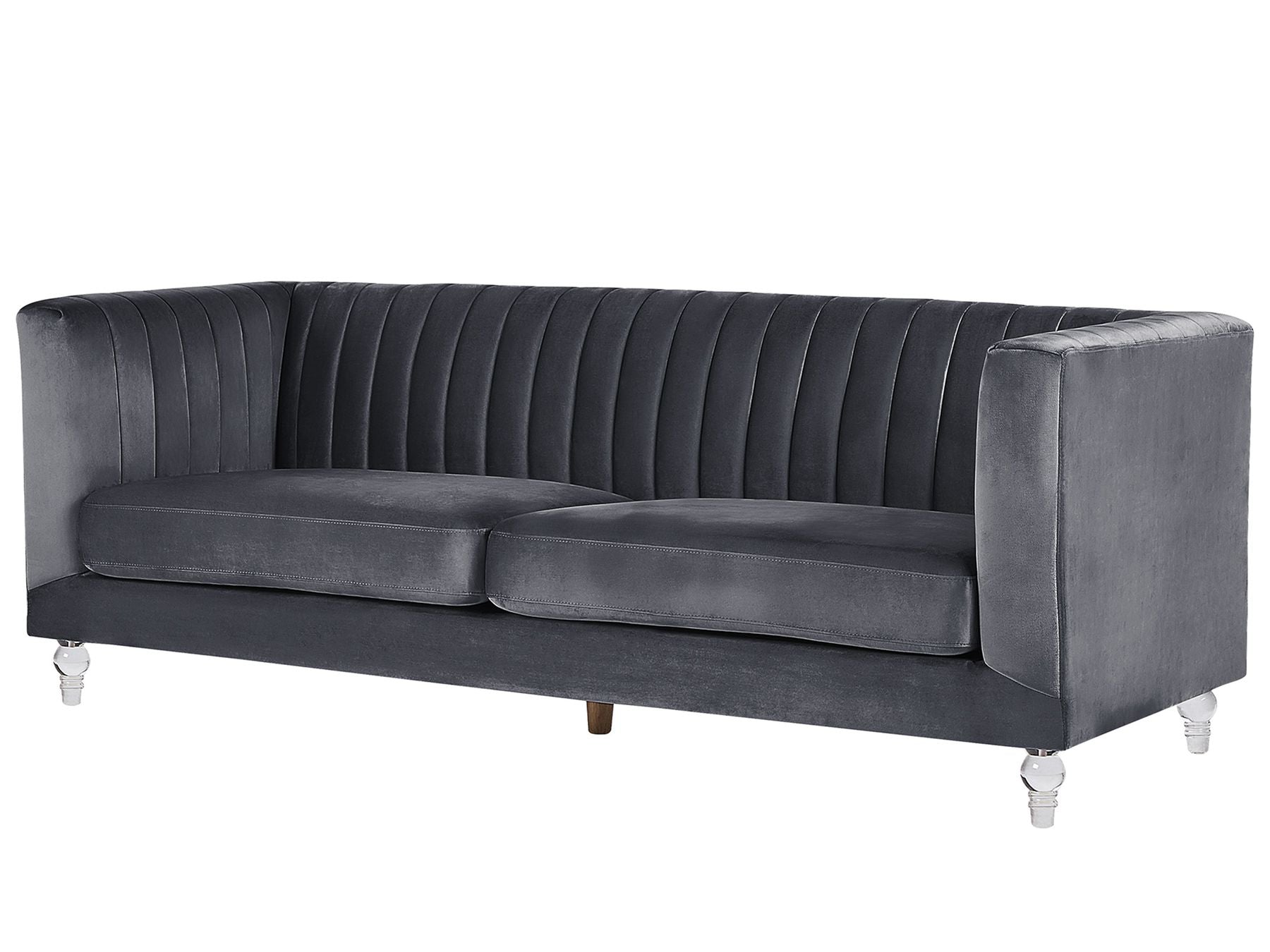 3 Seater Velvet Fabric Sofa Grey ARVIKA