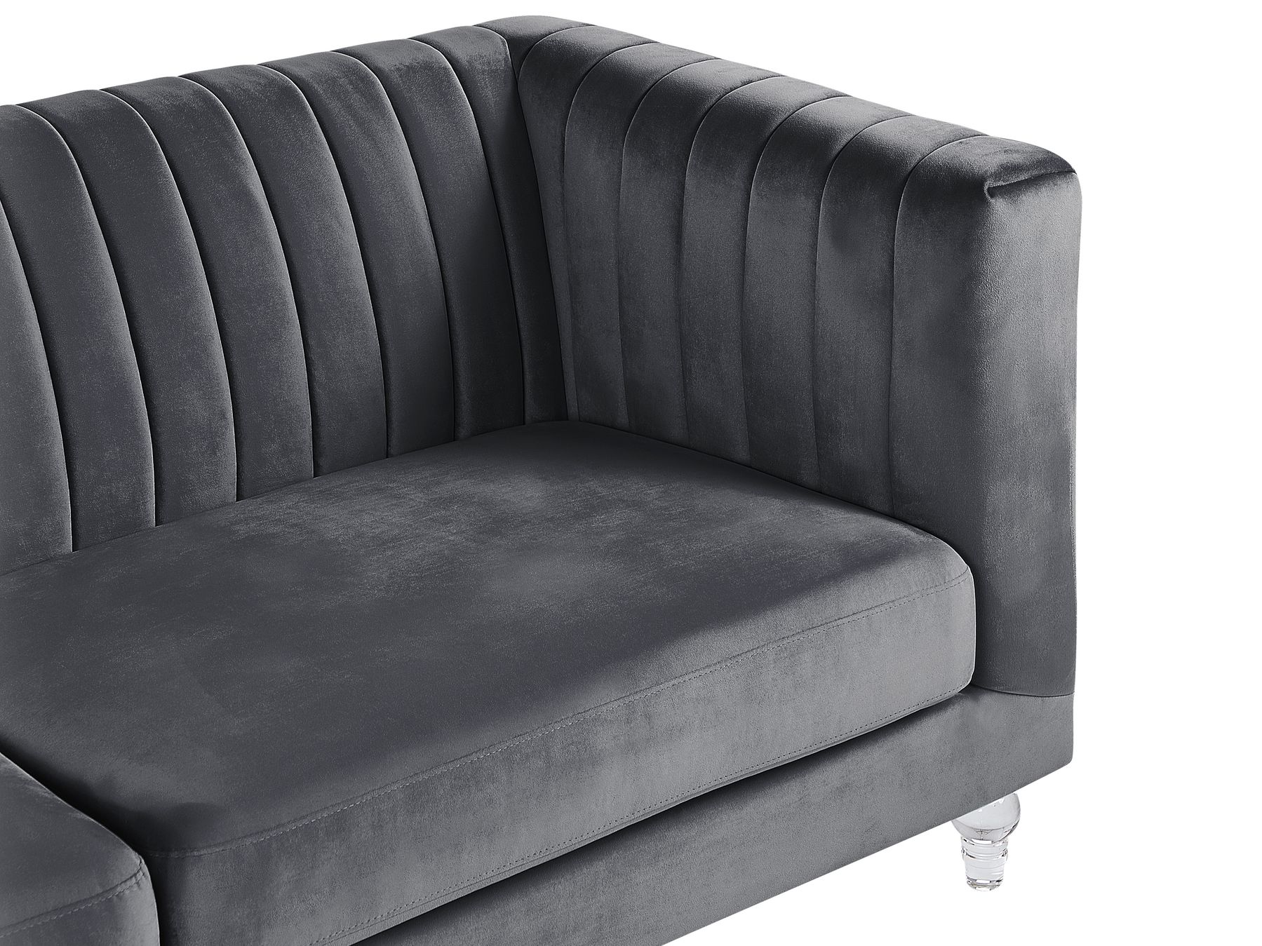 3 Seater Velvet Fabric Sofa Grey ARVIKA