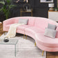 4 Seater Curved Velvet Sofa Pink MOSS