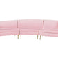 4 Seater Curved Velvet Sofa Pink MOSS