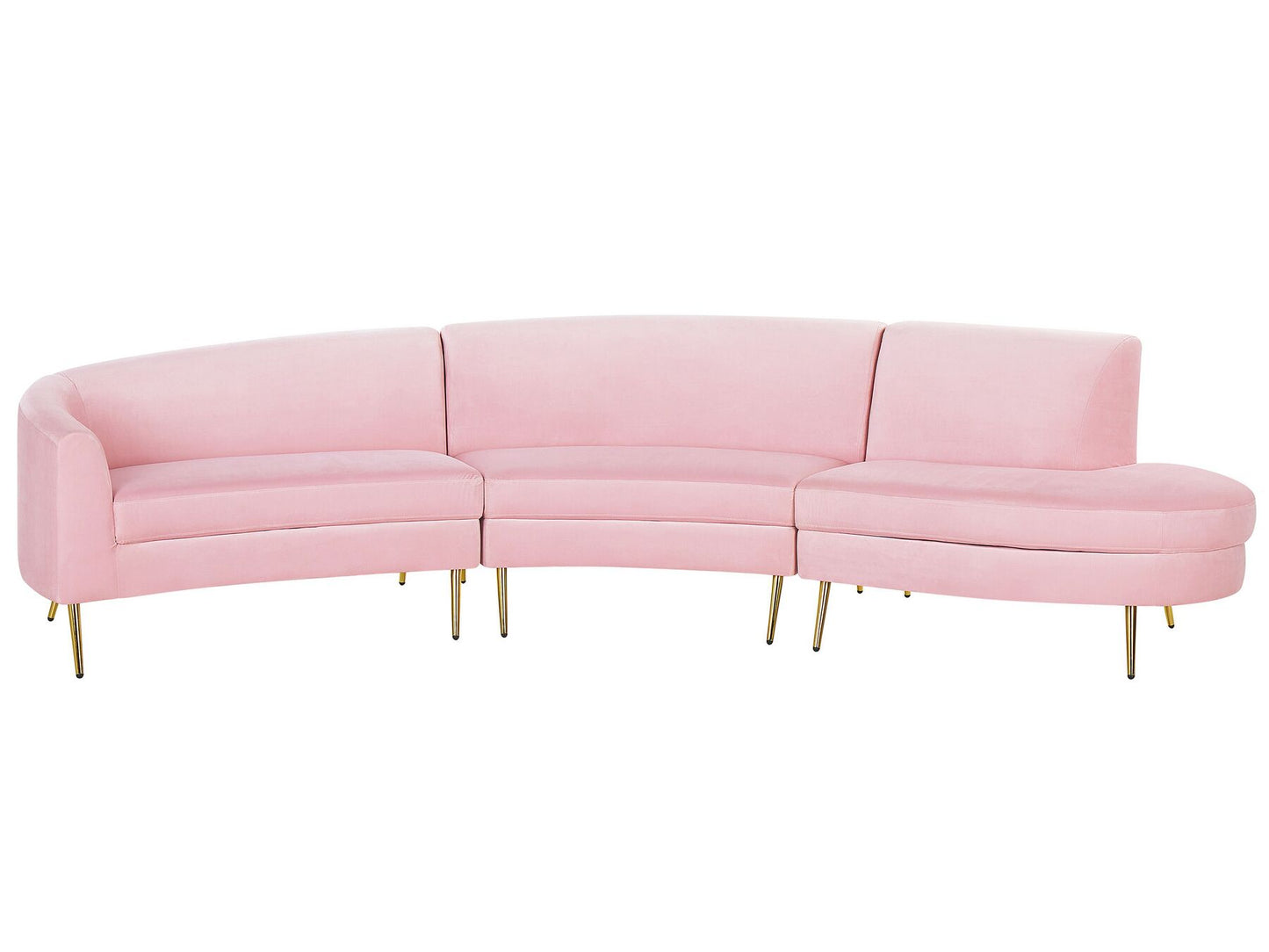 4 Seater Curved Velvet Sofa Pink MOSS