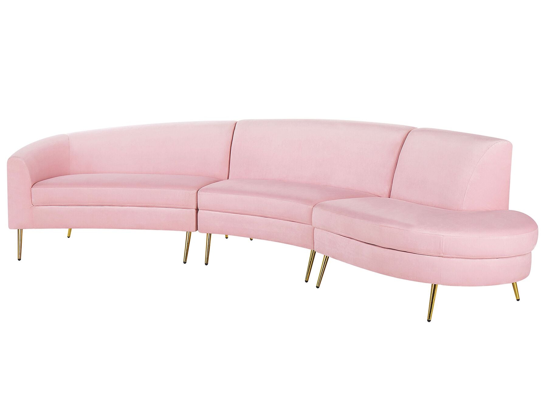 4 Seater Curved Velvet Sofa Pink MOSS