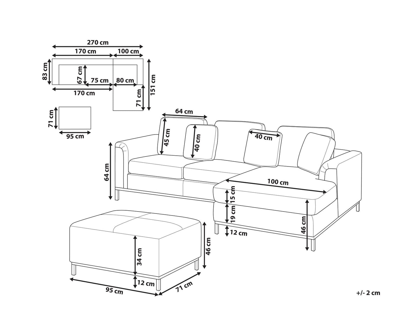 Left Hand Velvet Corner Sofa with Ottoman Emerald Green OSLO