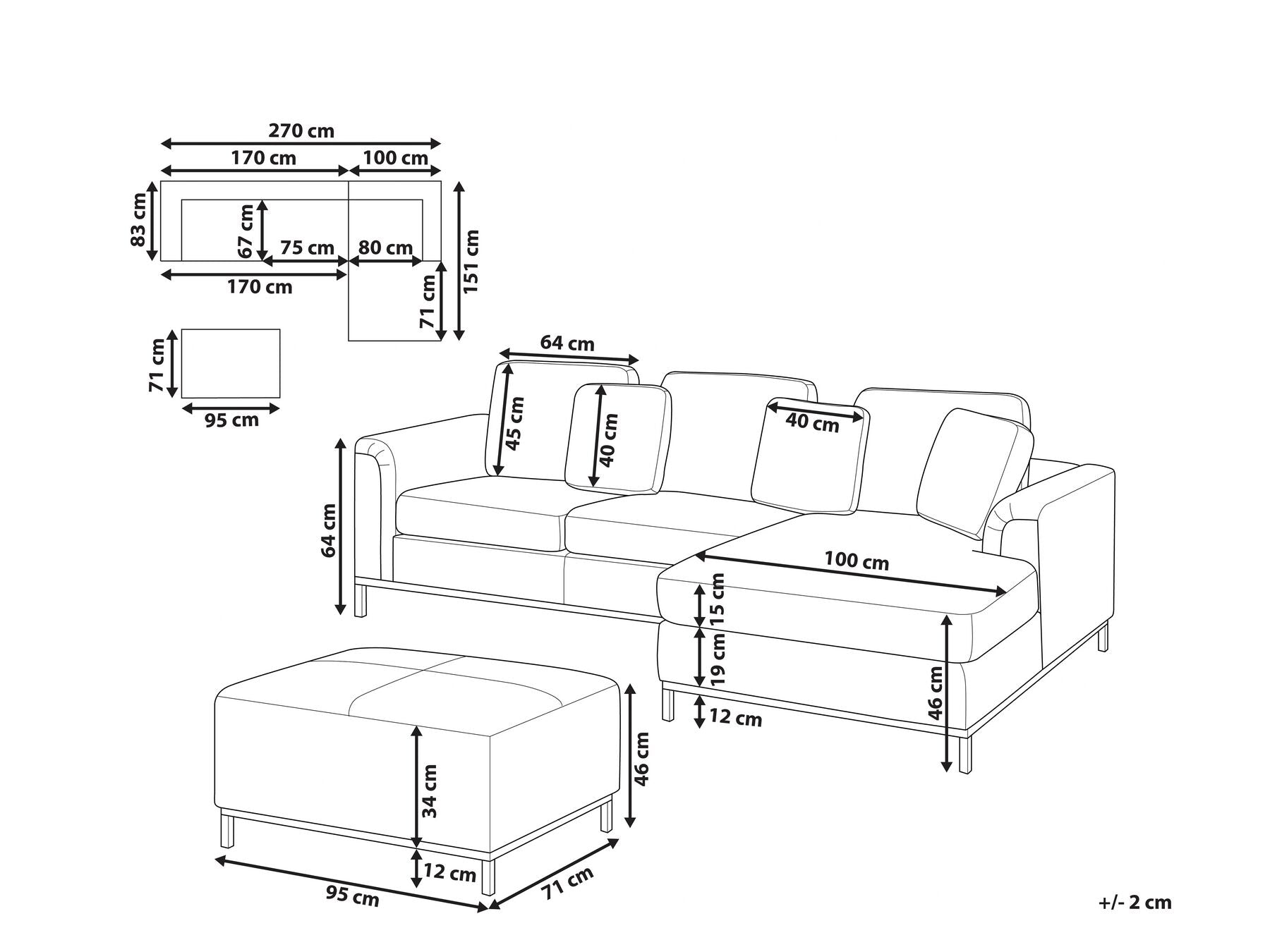 Left Hand Velvet Corner Sofa with Ottoman Emerald Green OSLO