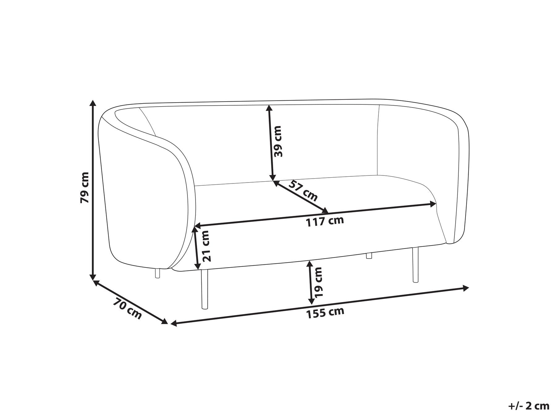2 Seater Boucle Sofa White LOEN