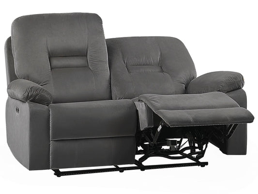 2 Seater Velvet LED Electric Recliner Sofa with USB Port Grey BERGEN