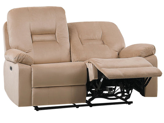 2 Seater Velvet LED Electric Recliner Sofa with USB Port Beige BERGEN