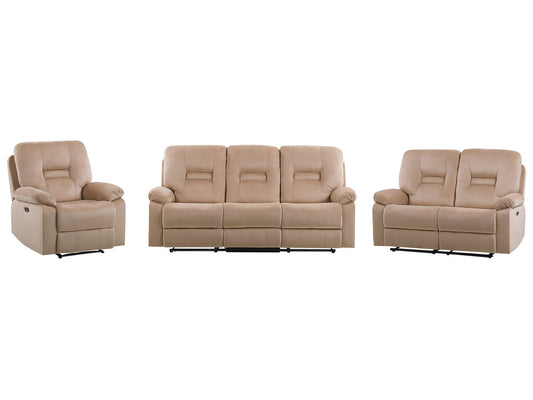 2 Seater Velvet LED Electric Recliner Sofa with USB Port Beige BERGEN