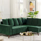 Left Hand Velvet Corner Sofa Green GRENA