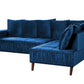 Left Hand Velvet Corner Sofa Blue GRENA