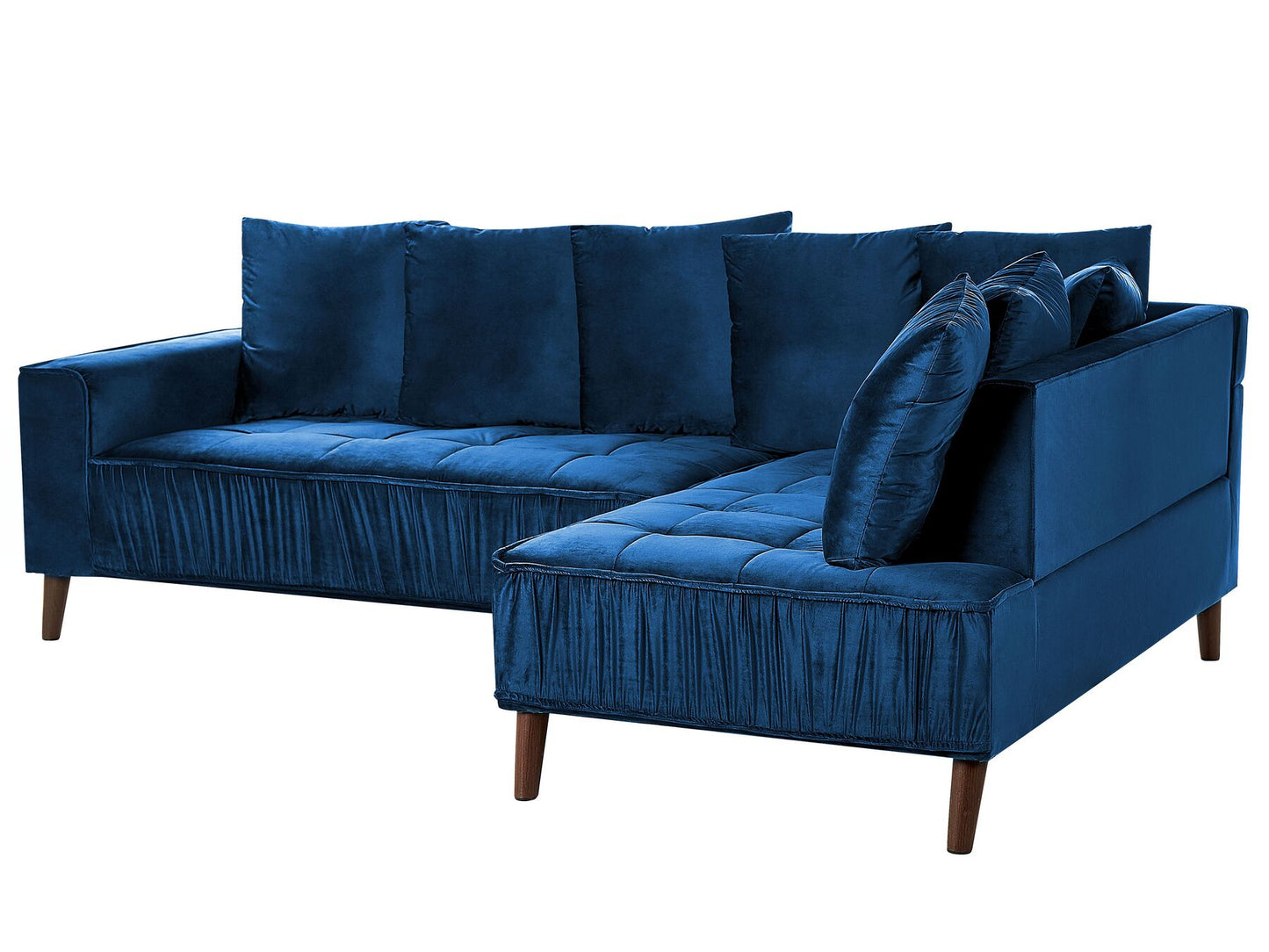 Left Hand Velvet Corner Sofa Blue GRENA