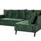Left Hand Velvet Corner Sofa Green GRENA