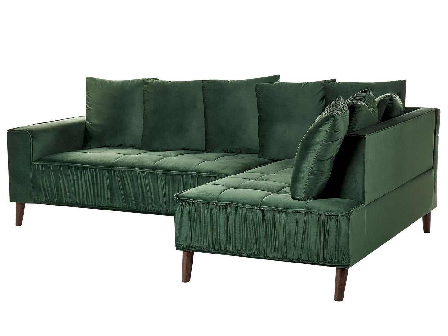 Left Hand Velvet Corner Sofa Green GRENA