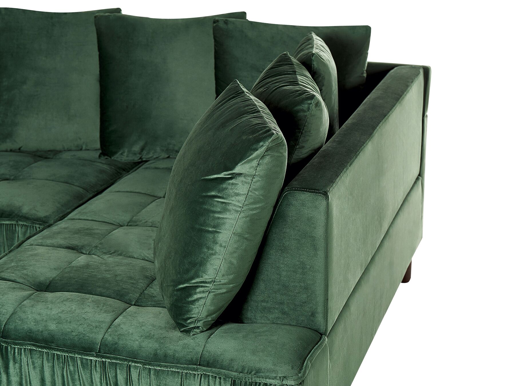Left Hand Velvet Corner Sofa Green GRENA