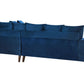 Left Hand Velvet Corner Sofa Blue GRENA