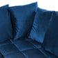 Left Hand Velvet Corner Sofa Blue GRENA