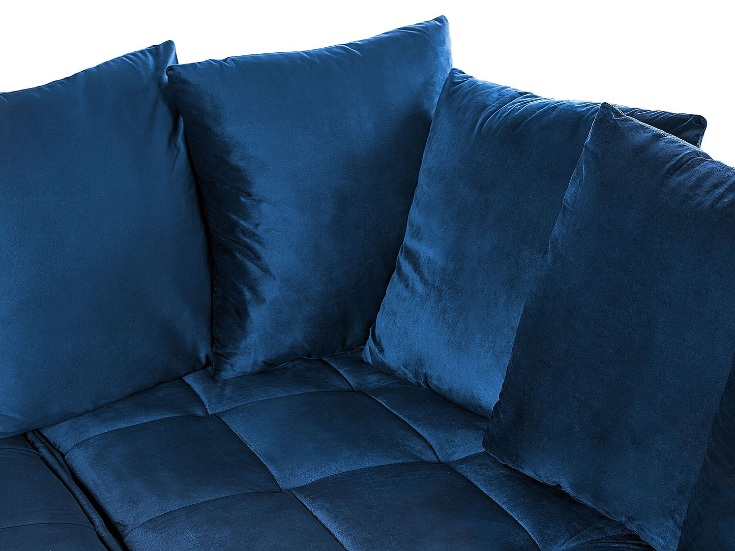 Left Hand Velvet Corner Sofa Blue GRENA