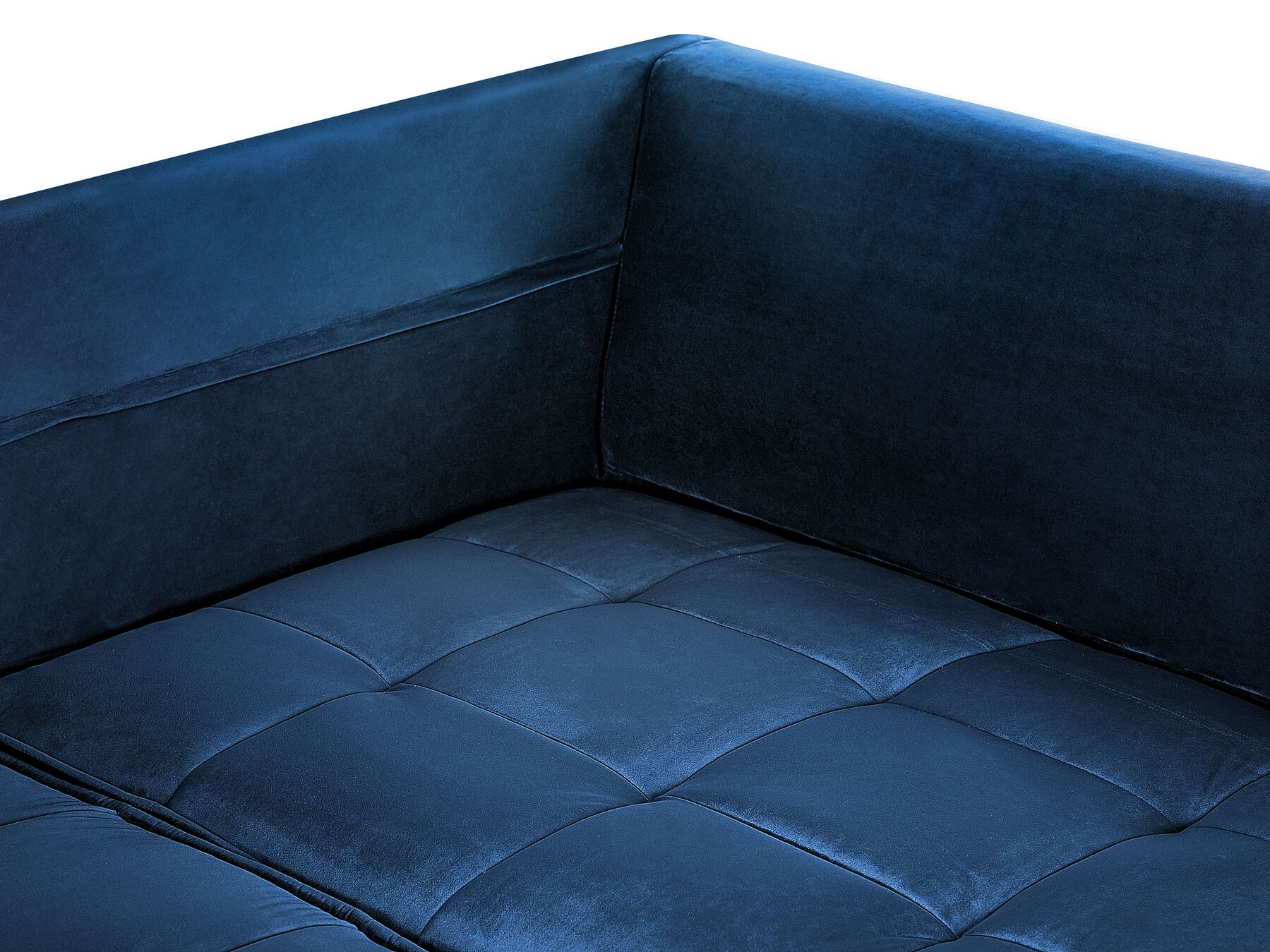Left Hand Velvet Corner Sofa Blue GRENA