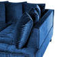 Left Hand Velvet Corner Sofa Blue GRENA