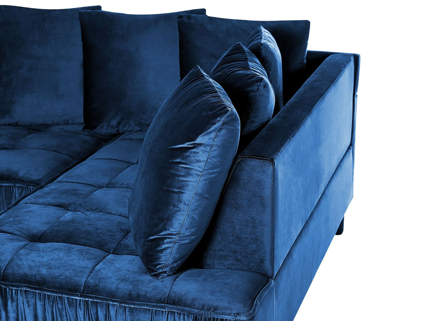 Left Hand Velvet Corner Sofa Blue GRENA
