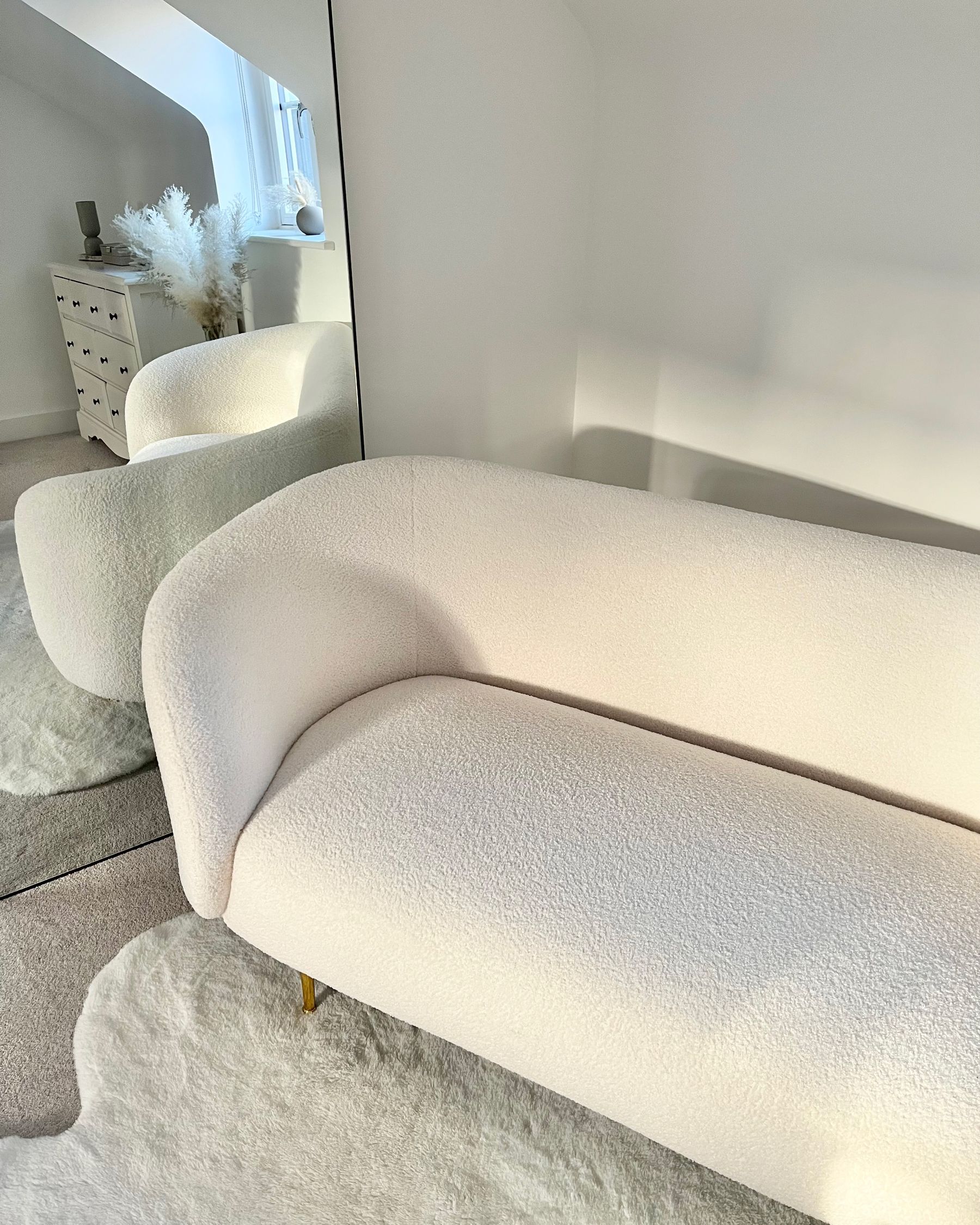 2 Seater Boucle Sofa White LOEN