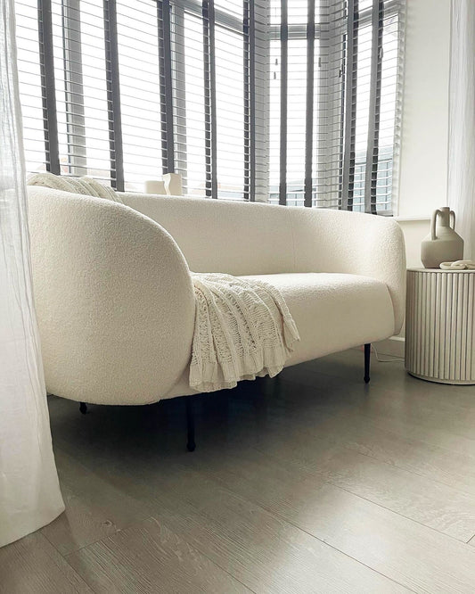 2 Seater Boucle Sofa White LOEN