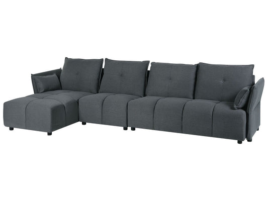 Right Hand Fabric Corner Sofa Graphite Grey TOMRA