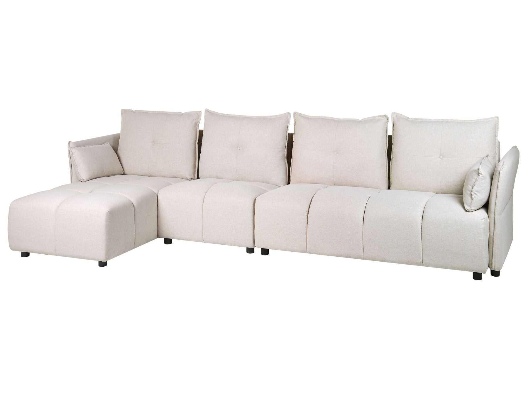 Right Hand Fabric Corner Sofa Beige TOMRA