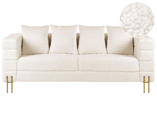 3 Seater Boucle Sofa White GRANNA