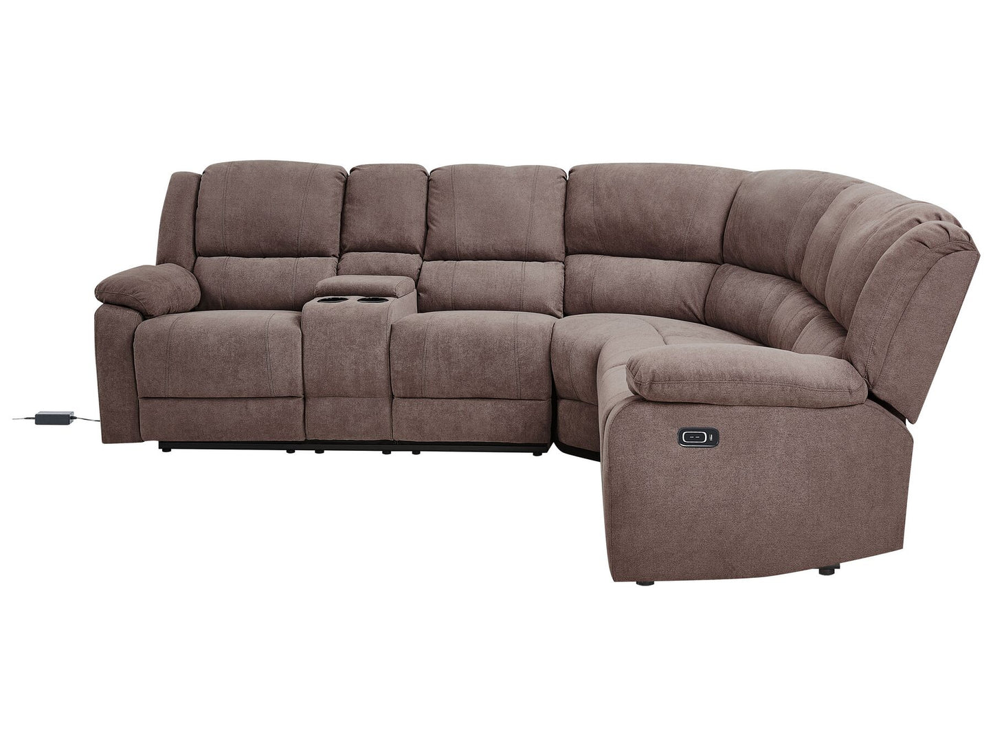 Corner Fabric Electric Recliner Sofa with USB Port Beige ROKKE