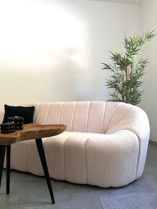 3 Seater Boucle Fabric Sofa White LOMMA