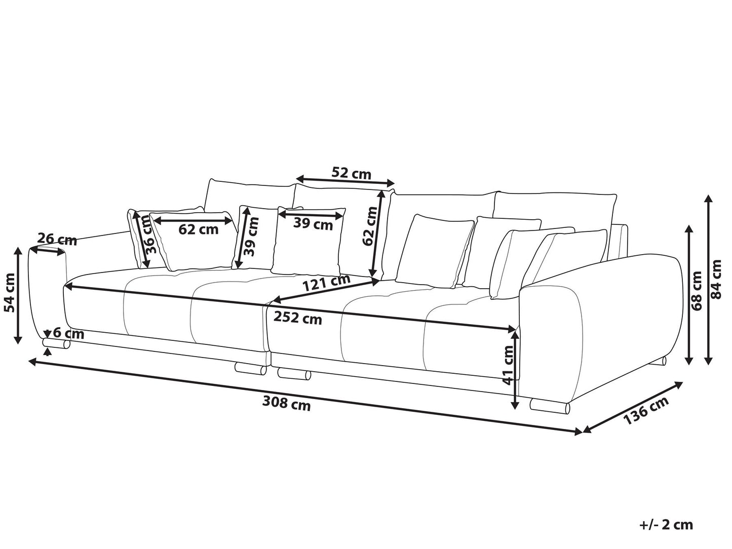 4 Seater Fabric Sofa Beige TORPO