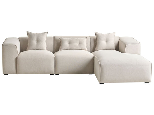 Left Hand Fabric Corner Sofa Light Beige DOLVA