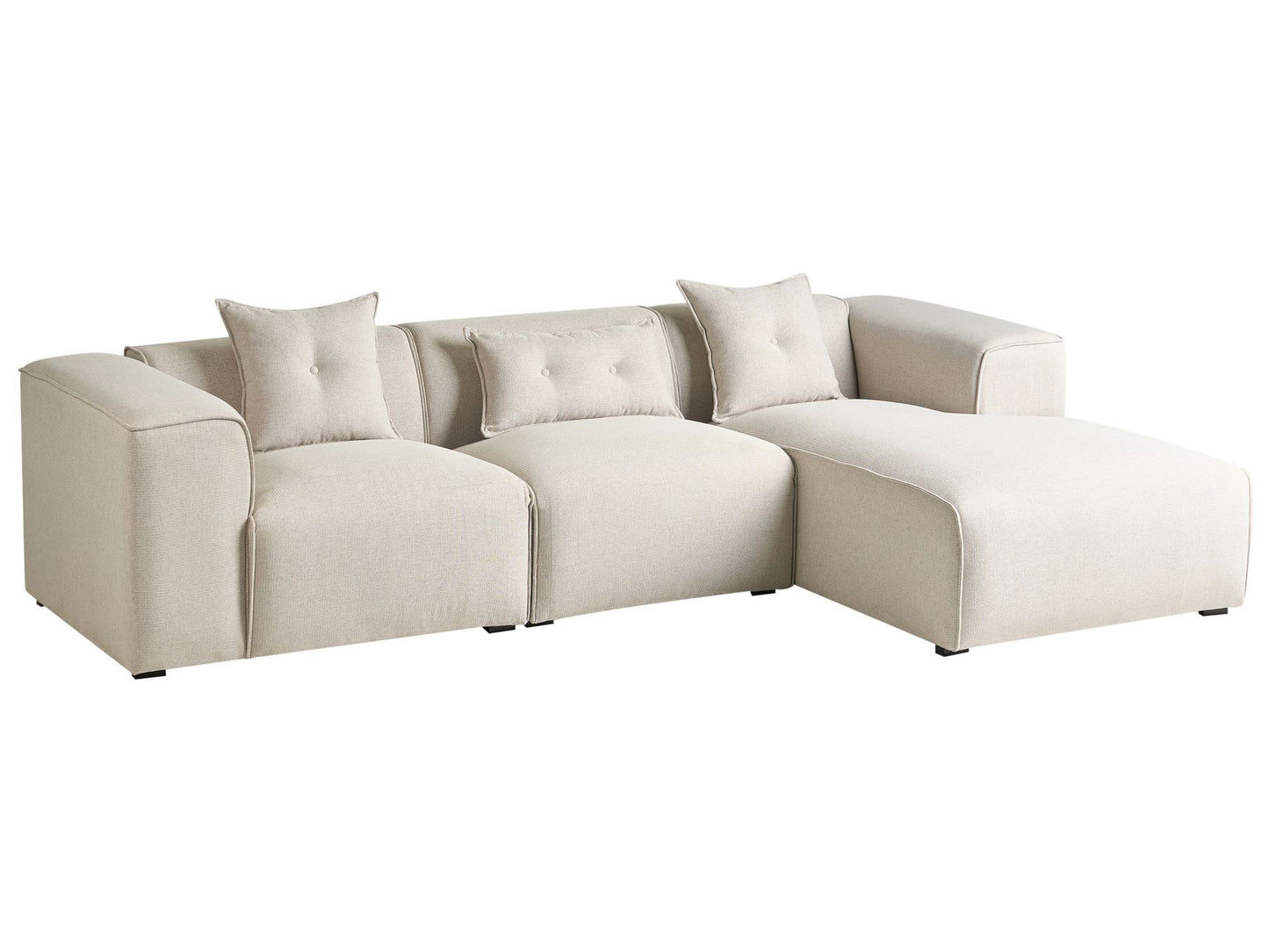 Left Hand Fabric Corner Sofa Light Beige DOLVA