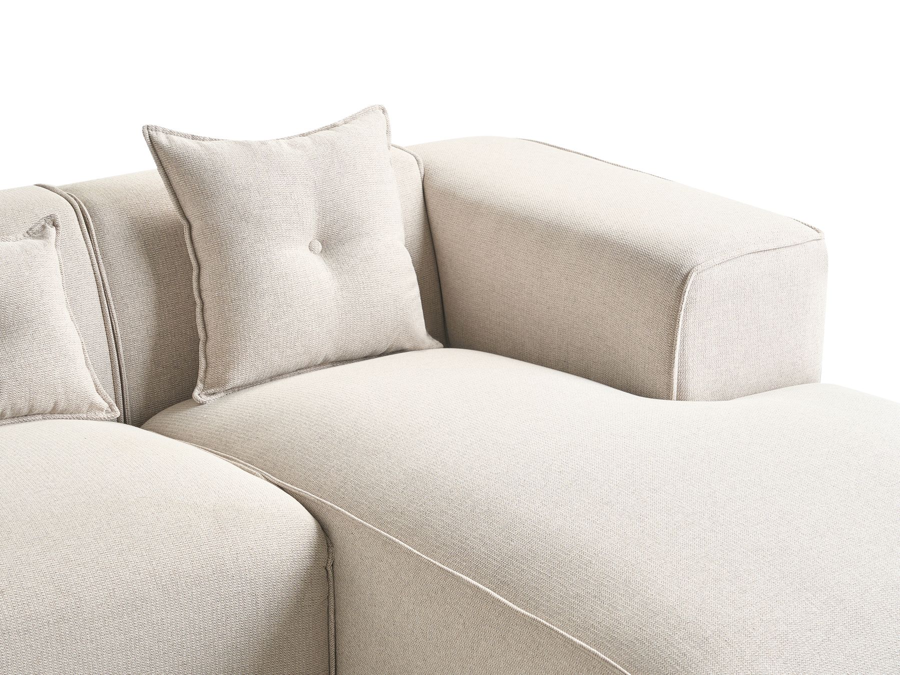 Left Hand Fabric Corner Sofa Light Beige DOLVA