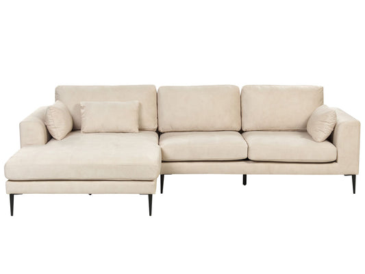 Velvet Right Hand Corner Sofa Cream FLAM