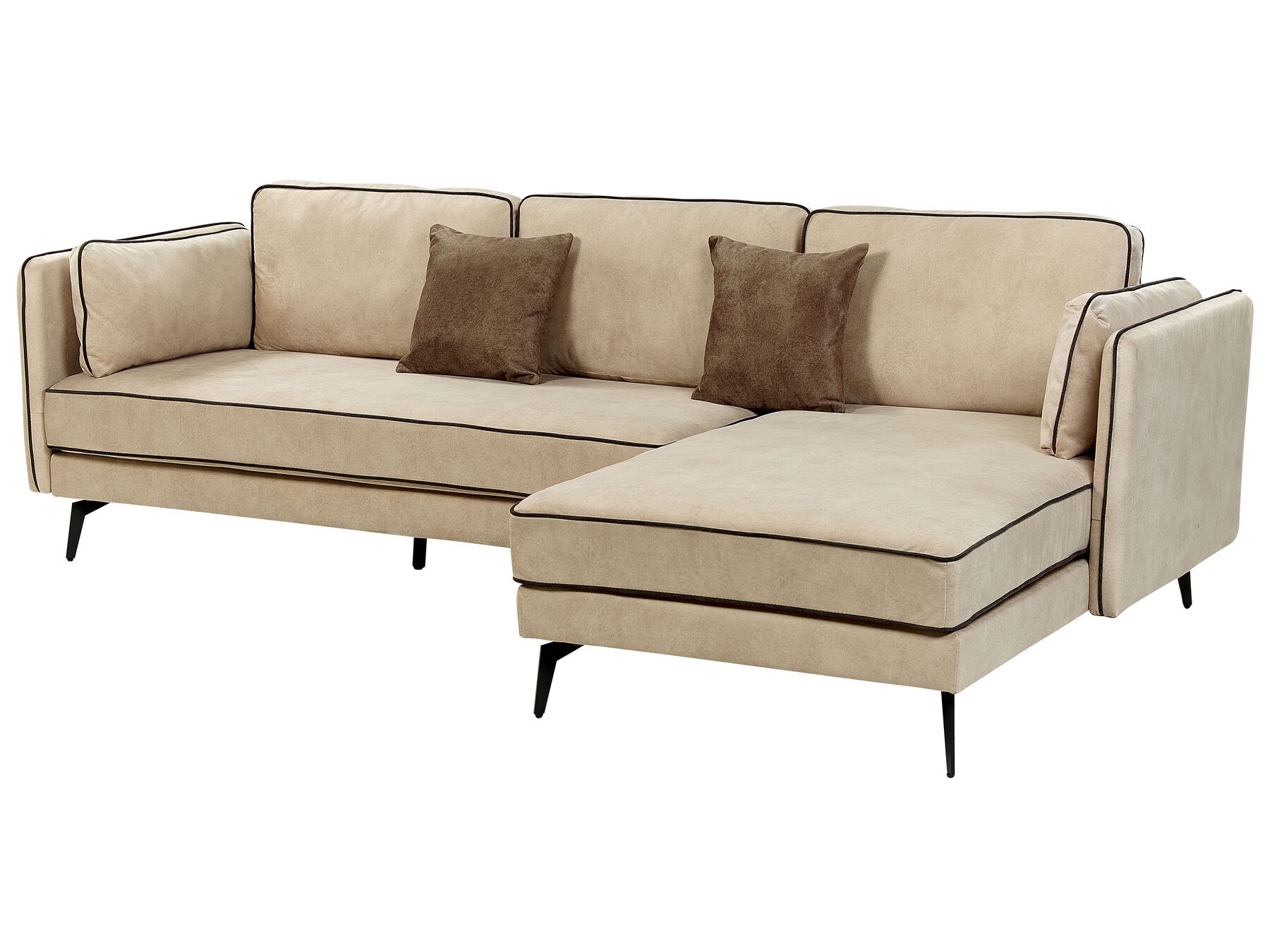 Left Hand Velvet Corner Sofa Beige ALTAN