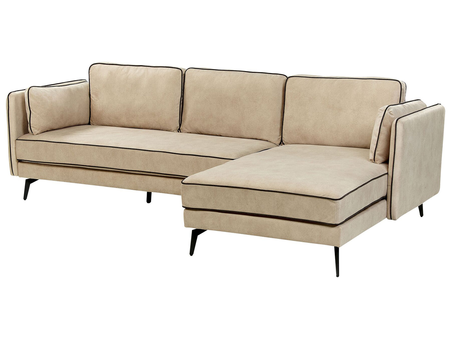 Left Hand Velvet Corner Sofa Beige ALTAN