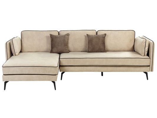 Right Hand Velvet Corner Sofa Beige ALTAN