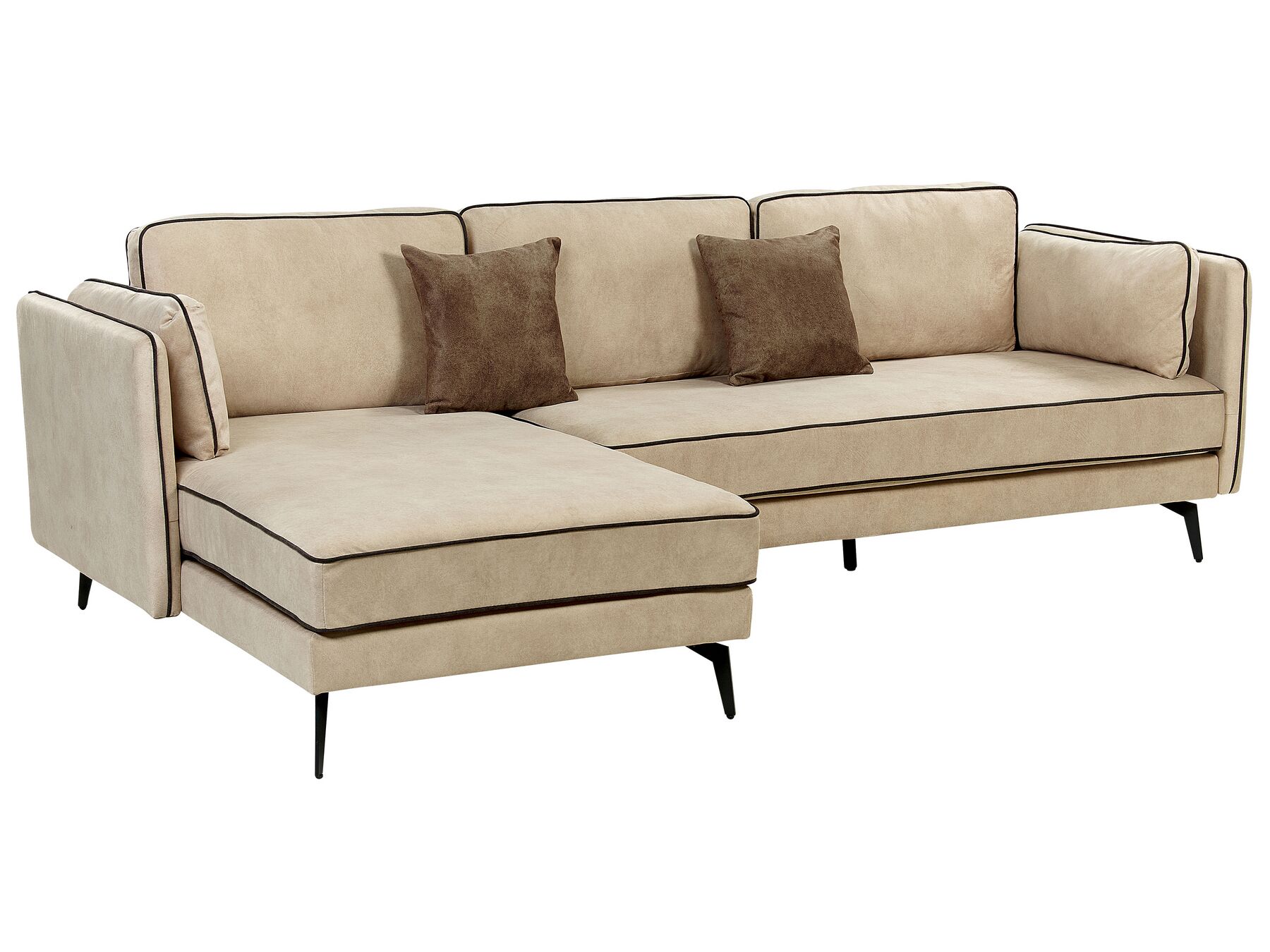 Right Hand Velvet Corner Sofa Beige ALTAN