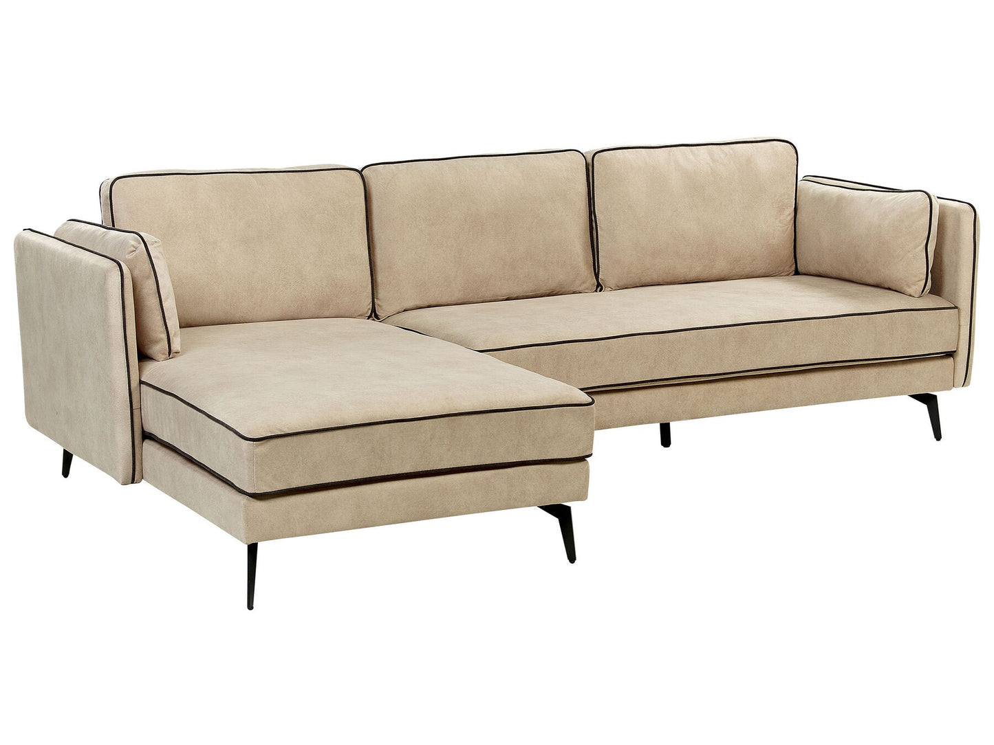 Right Hand Velvet Corner Sofa Beige ALTAN
