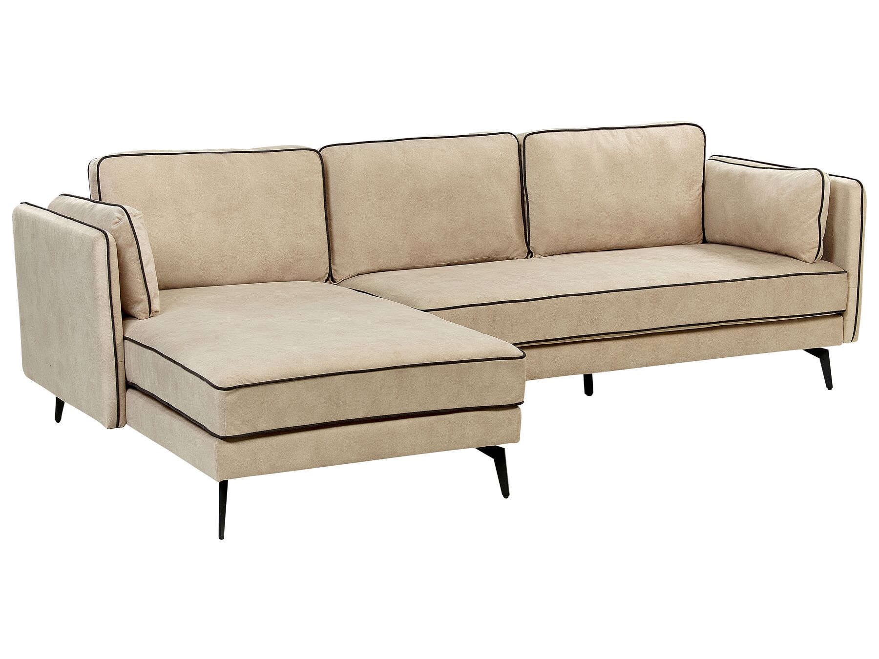 Right Hand Velvet Corner Sofa Beige ALTAN