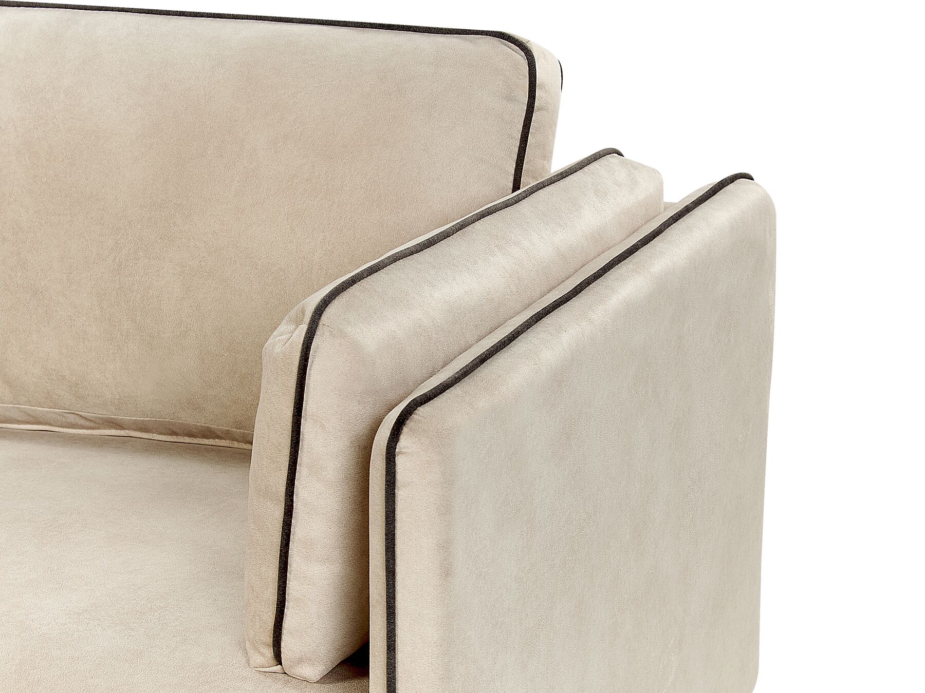 Right Hand Velvet Corner Sofa Beige ALTAN