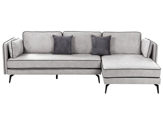 Left Hand Velvet Corner Sofa Light Grey ALTAN