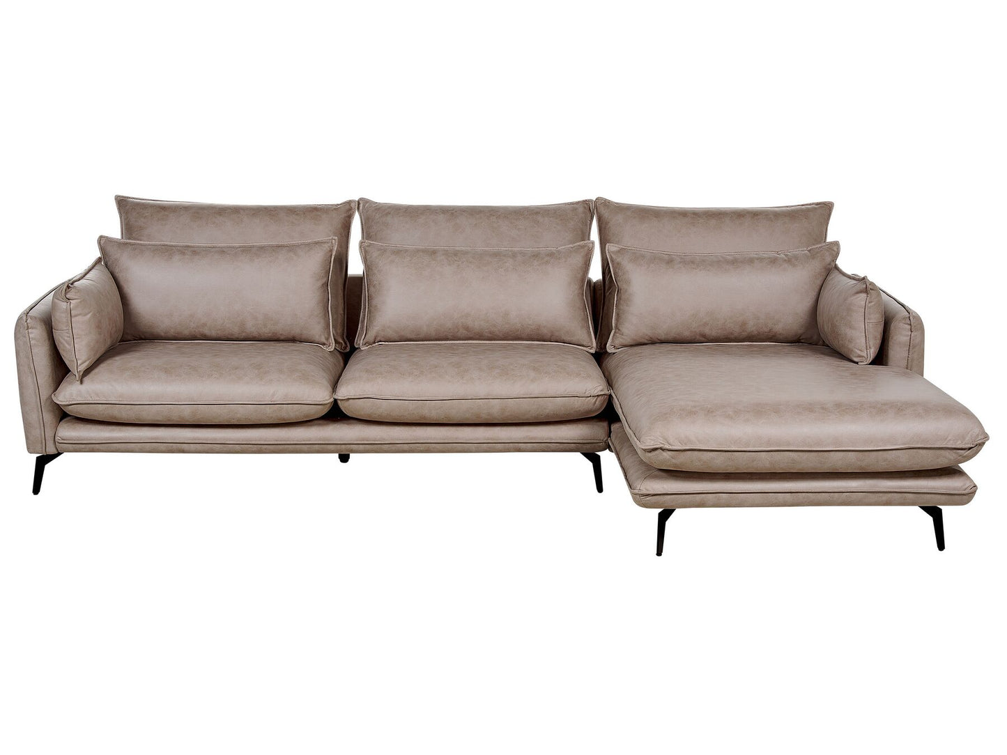 Left Hand Faux Suede Corner Sofa Light Brown GALLO