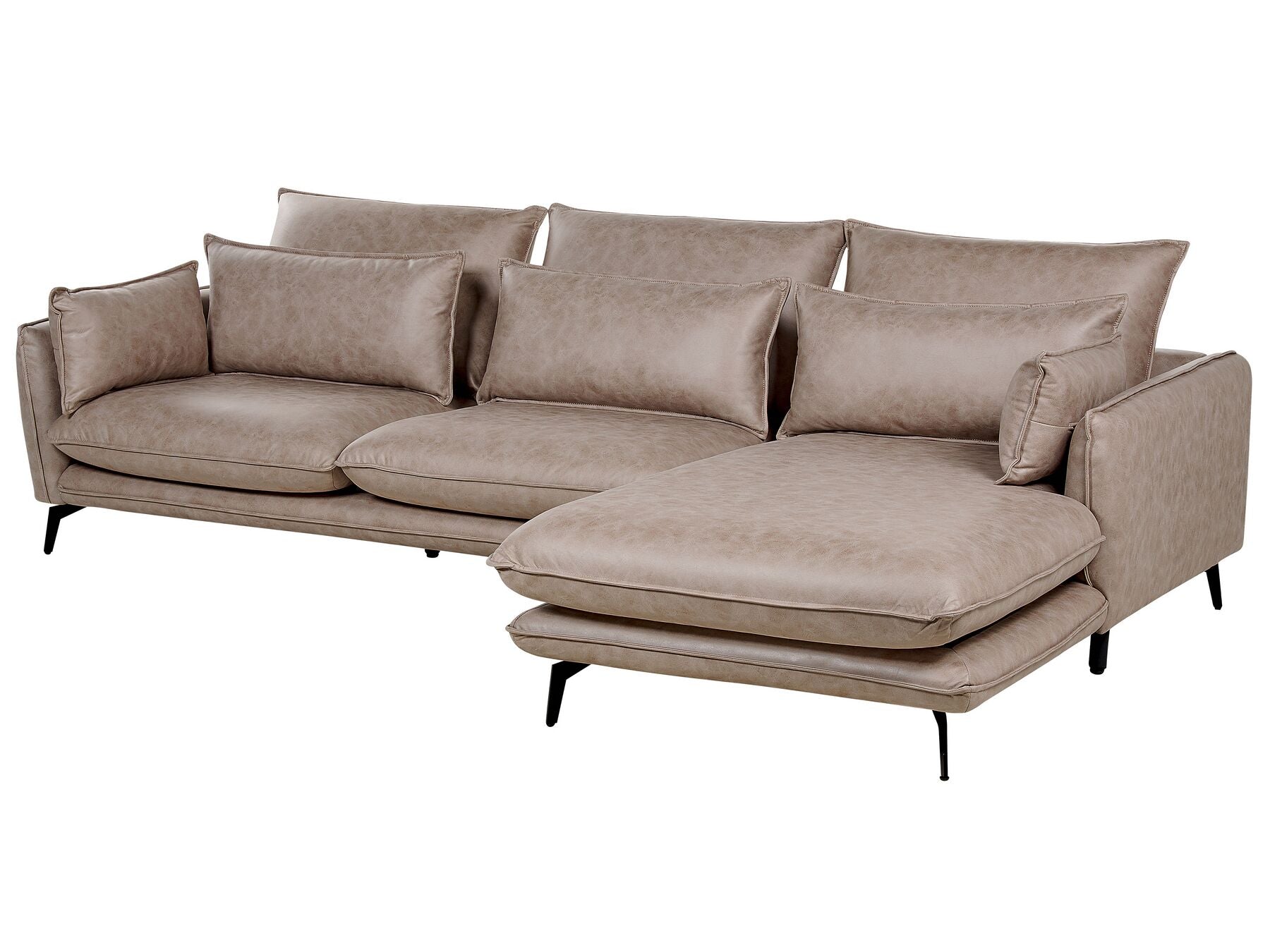 Left Hand Faux Suede Corner Sofa Light Brown GALLO