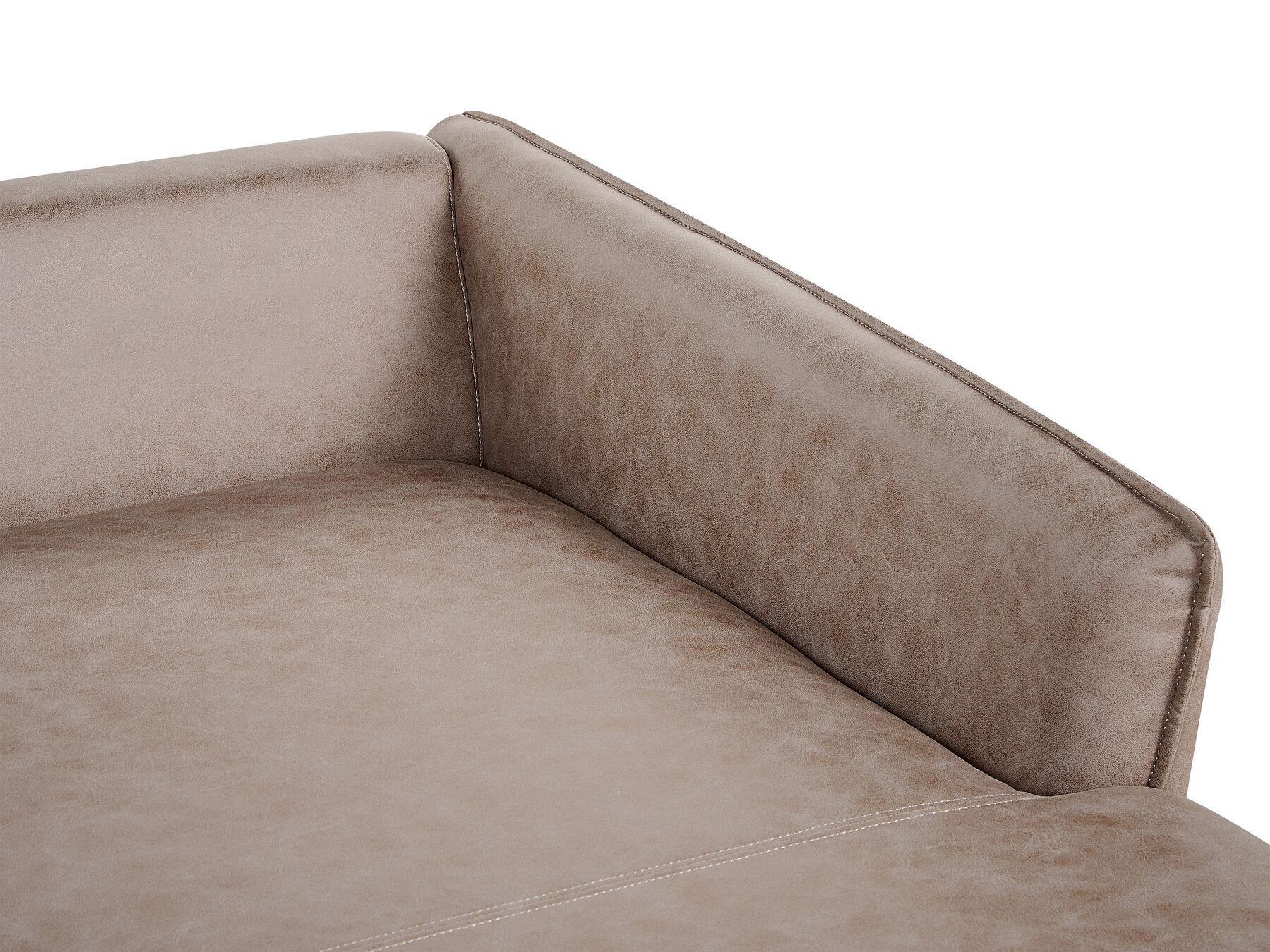 Left Hand Faux Suede Corner Sofa Light Brown GALLO