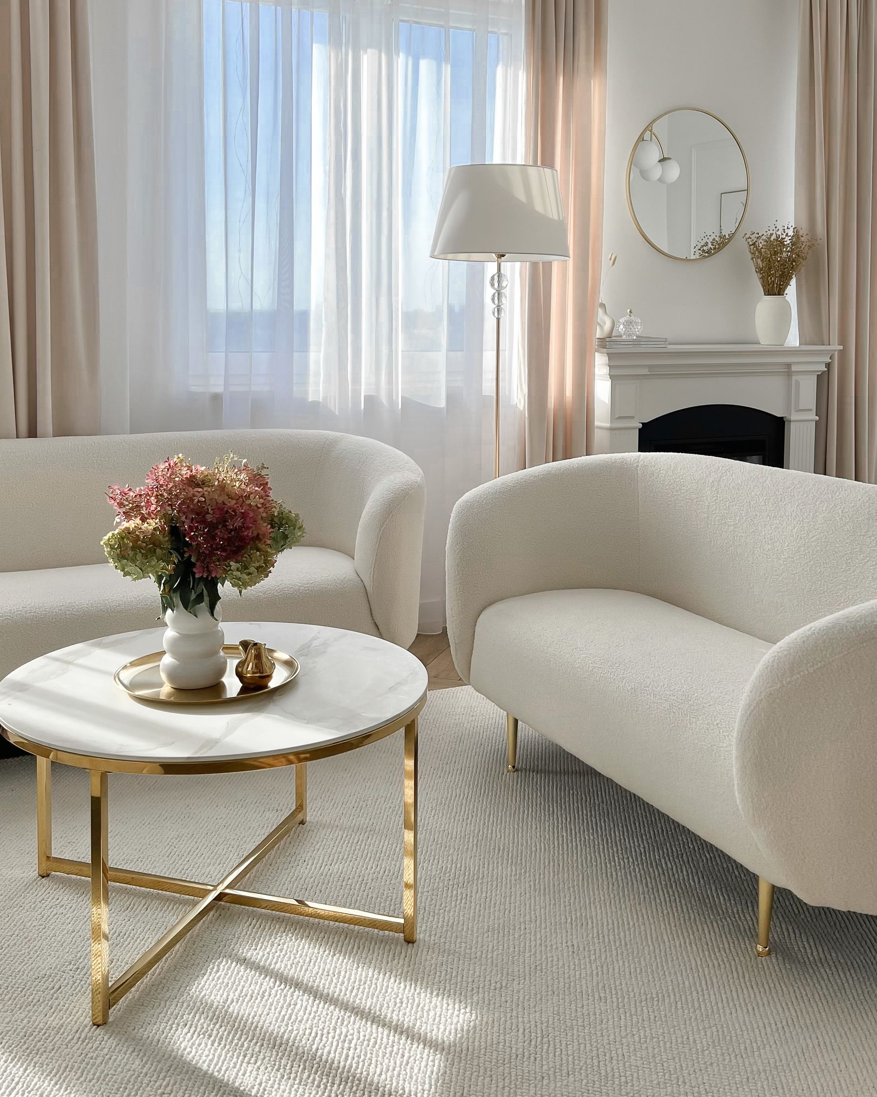 2 Seater Boucle Sofa White LOEN